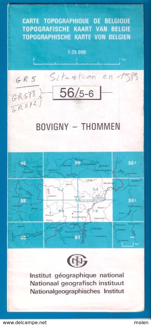 ©1989 BOVIGNY THOMMEN Burg-Reuland CARTE ETAT MAJOR GOUVY SALMCHATEAU BEHO CROMBACH ALDRINGEN COMMANSTER MALDINGEN S902