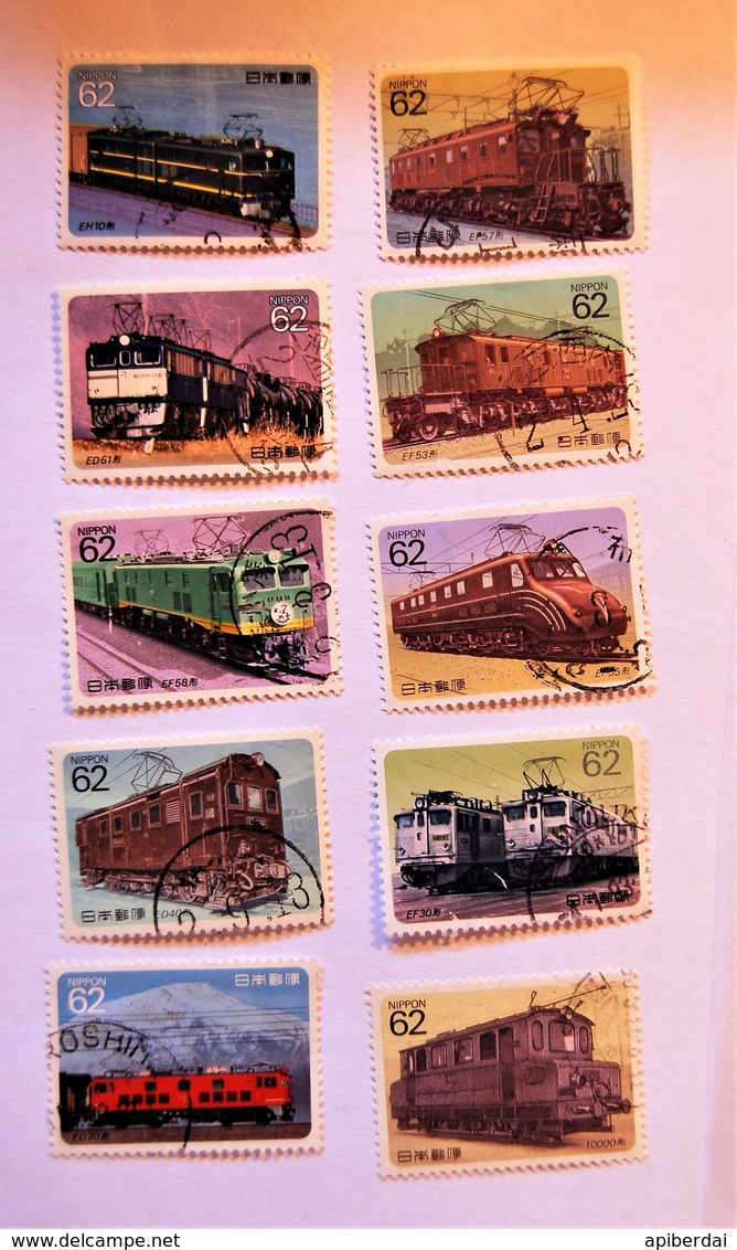 Japon Japan - 1990 Complete Serie Of 10 Trains Stamps Used - Oblitérés