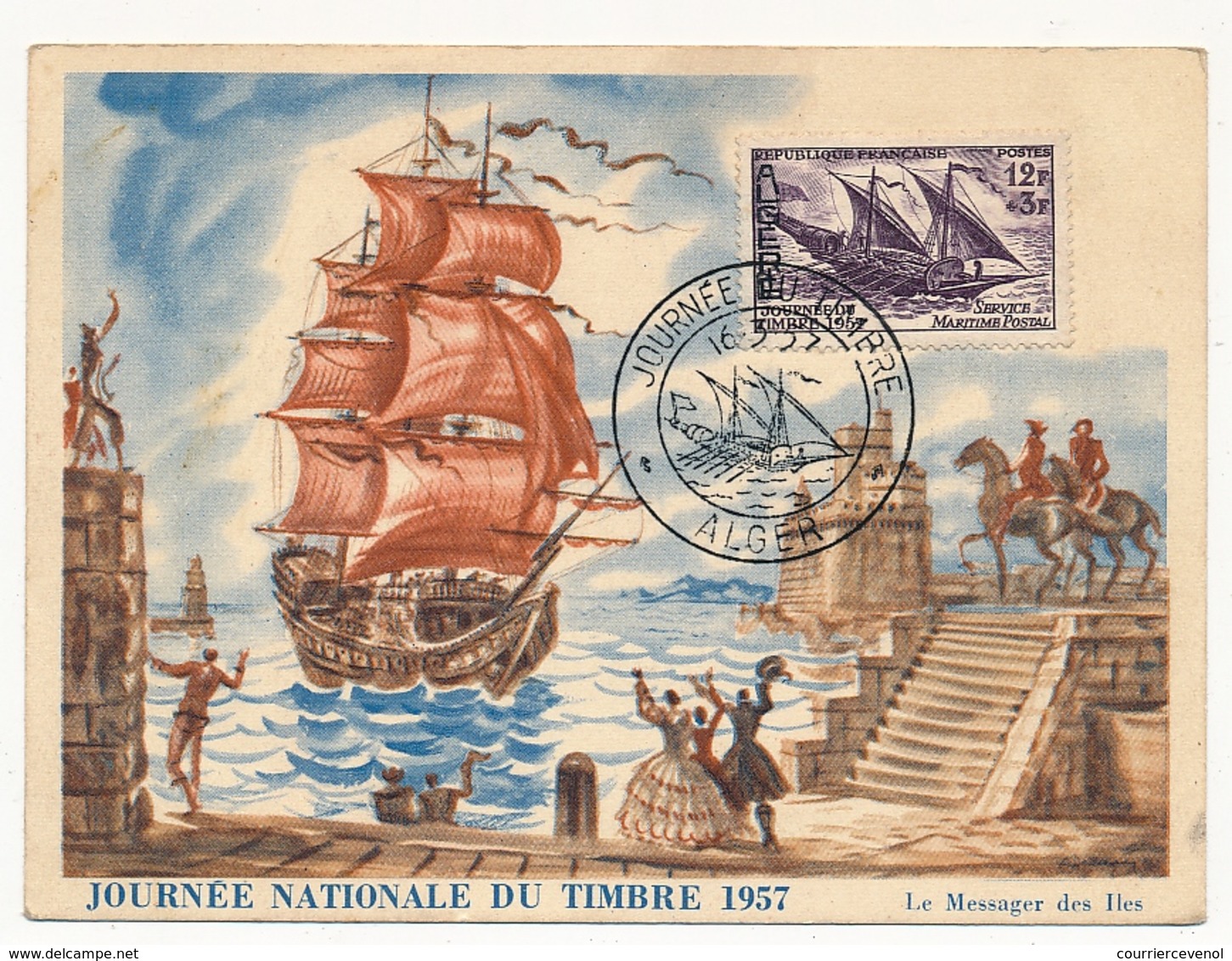ALGERIE - Carte Fédérale - Journée Du Timbre 1957 - ALGER - Cartes-maximum