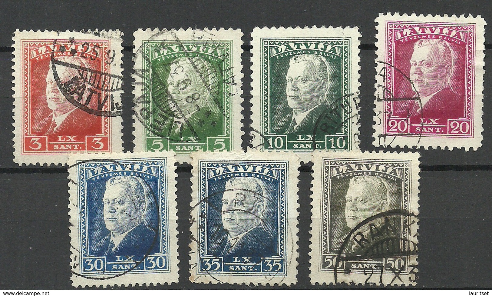 LETTLAND Latvia 1937 = 7 Values From Set Michel 253 - 261 O - Lettonia