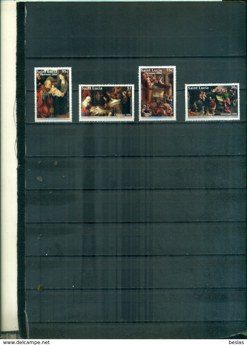 S.LUCIA NOEL 2004 TABLEAUX 4 VAL NEUFS A PARTIR DE 0.75 EUROS - St.Lucie (1979-...)