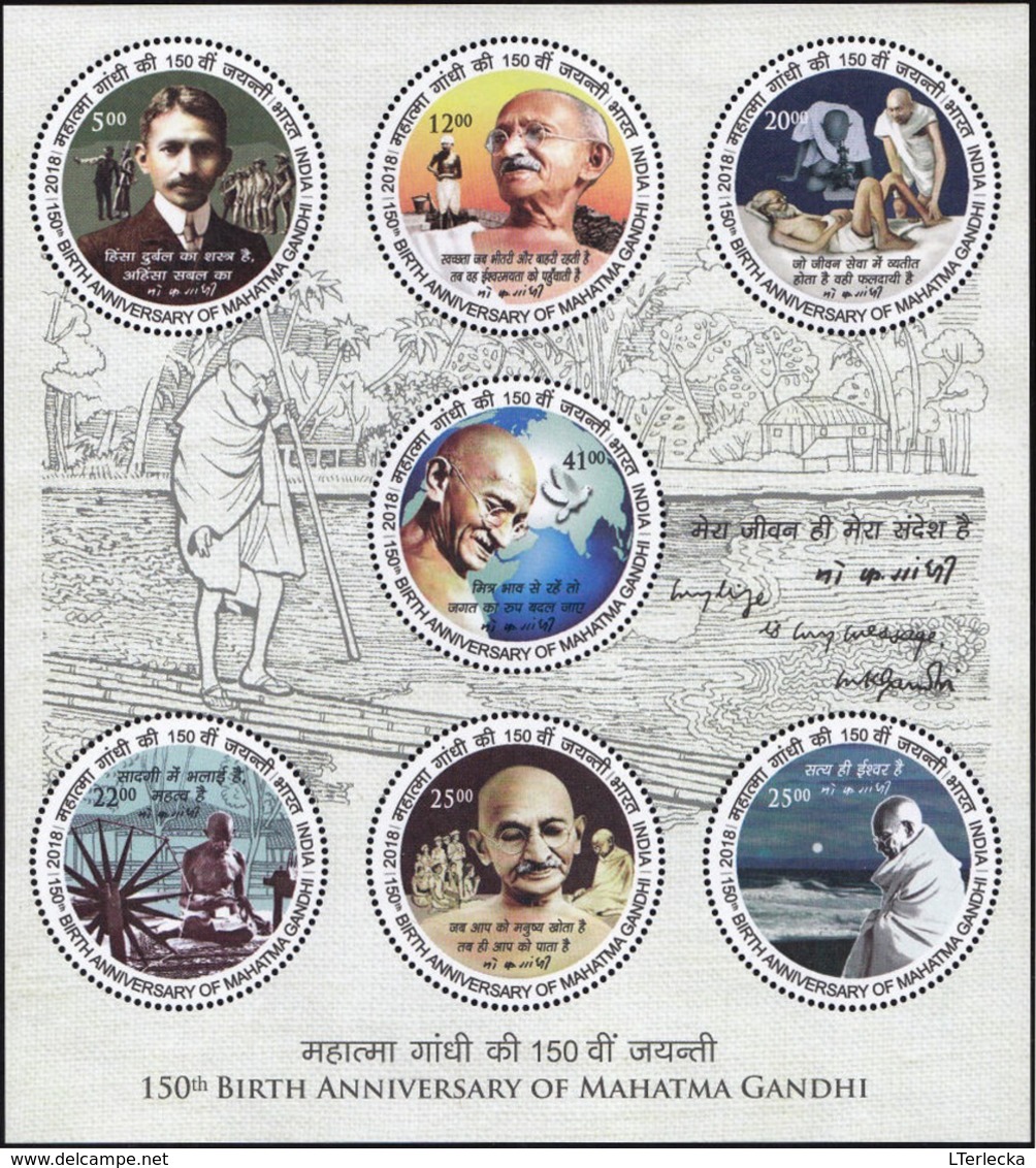 India 2018 - 150th Birth Anniversary Of Mahatma Gandhi. Miniature Sheet Indien/Inde/Indië Mohandas - Unused Stamps