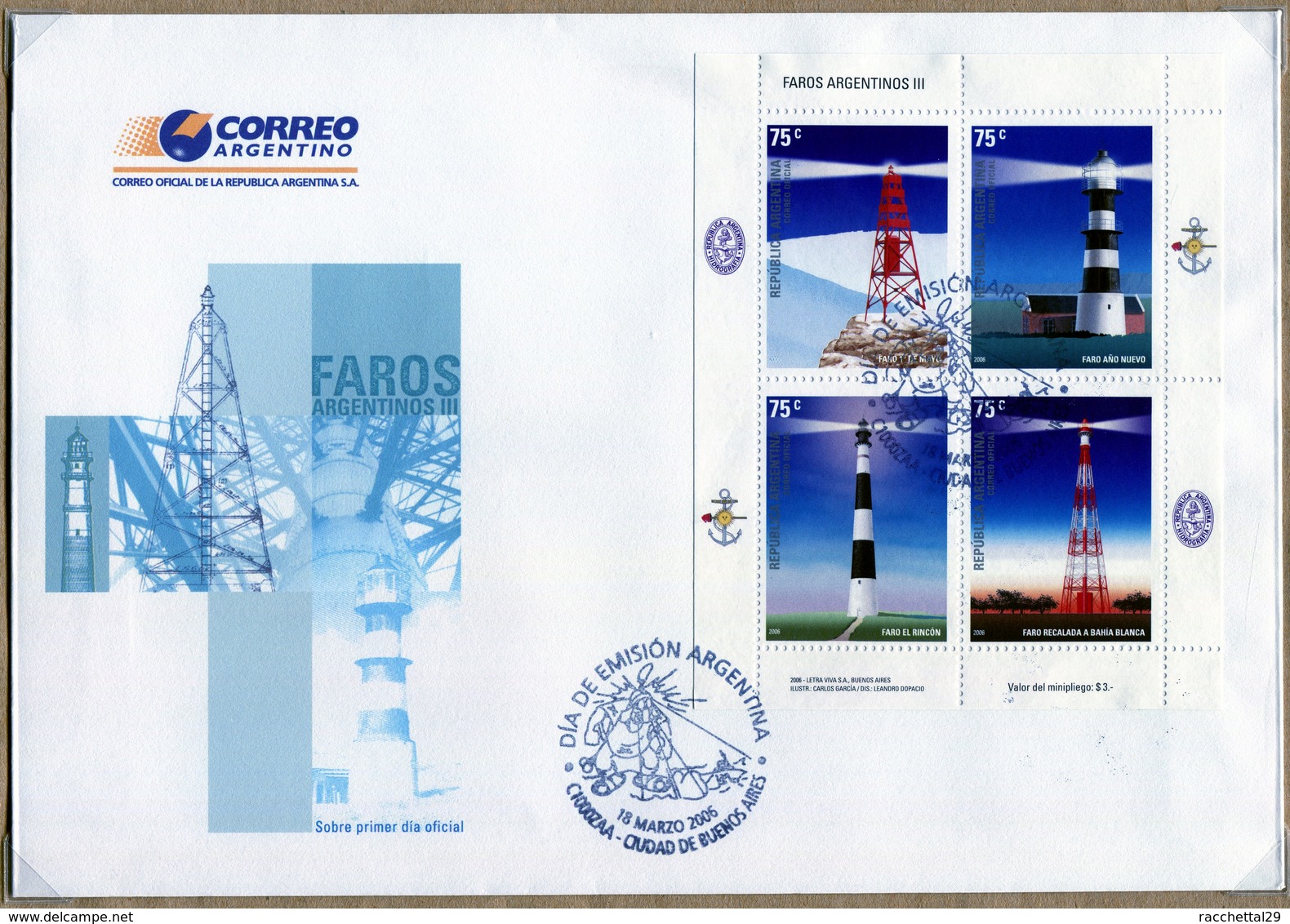 Argentina 2006 Lighthouses 1 FDC + 1 Foglietto - Nuevos