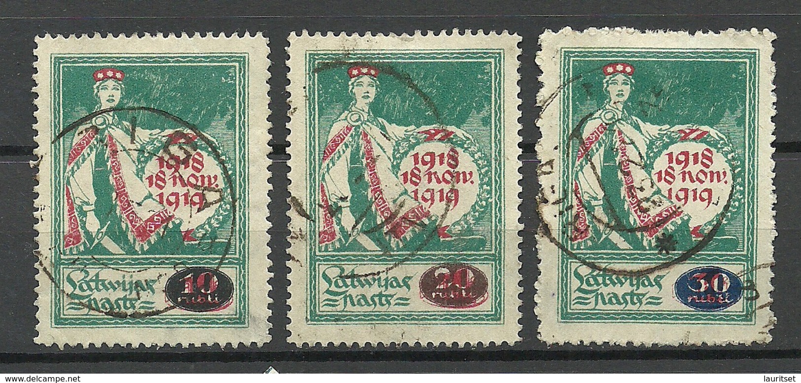 LETTLAND Latvia 1920 Michel 55 - 57 O Nice Cancels - Lettonia