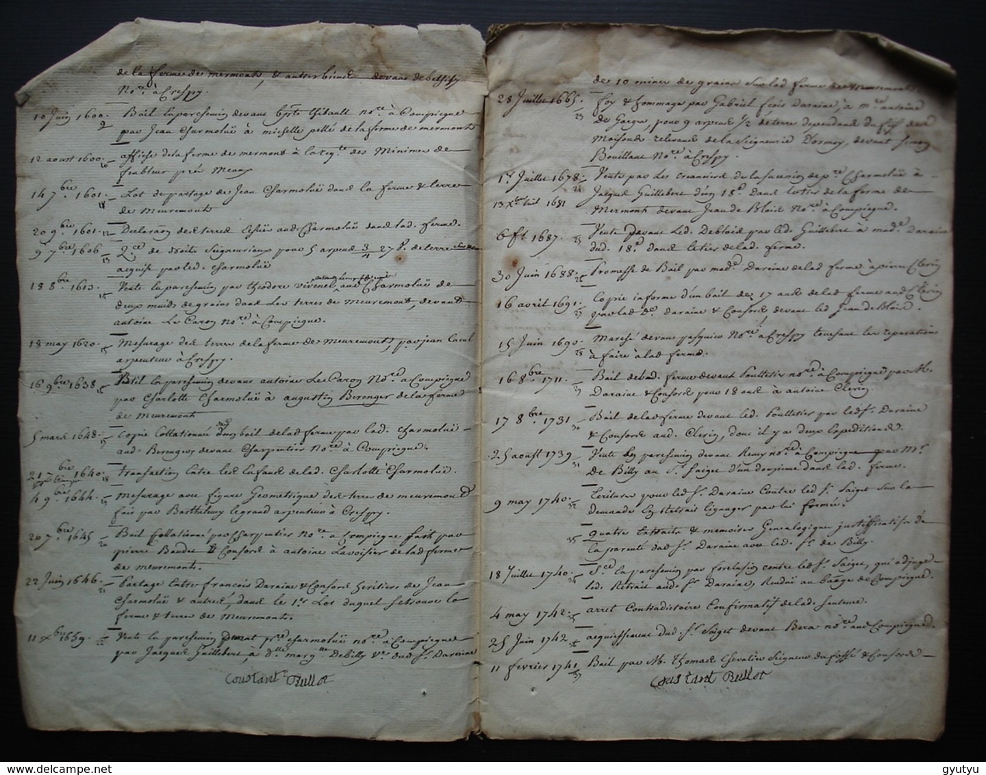 1765 Ferme De Mermont Crépy En Valois Oise Inventaire: Titres Acquis Par Bérenger De Duffossé, Depuis 1485 16 Pages - Manuskripte