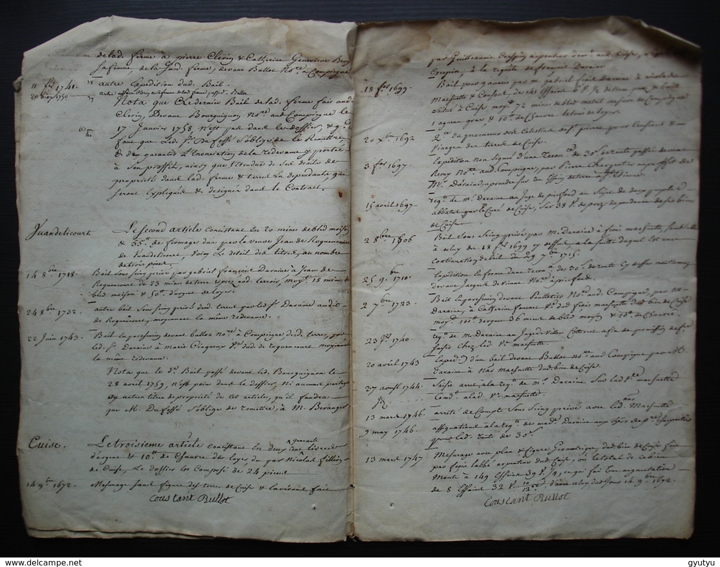 1765 Ferme De Mermont Crépy En Valois Oise Inventaire: Titres Acquis Par Bérenger De Duffossé, Depuis 1485 16 Pages - Manuskripte