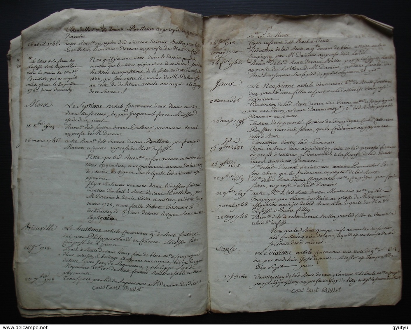 1765 Ferme de Mermont Crépy en Valois Oise Inventaire: titres Acquis par Bérenger de Duffossé, depuis 1485 16 pages
