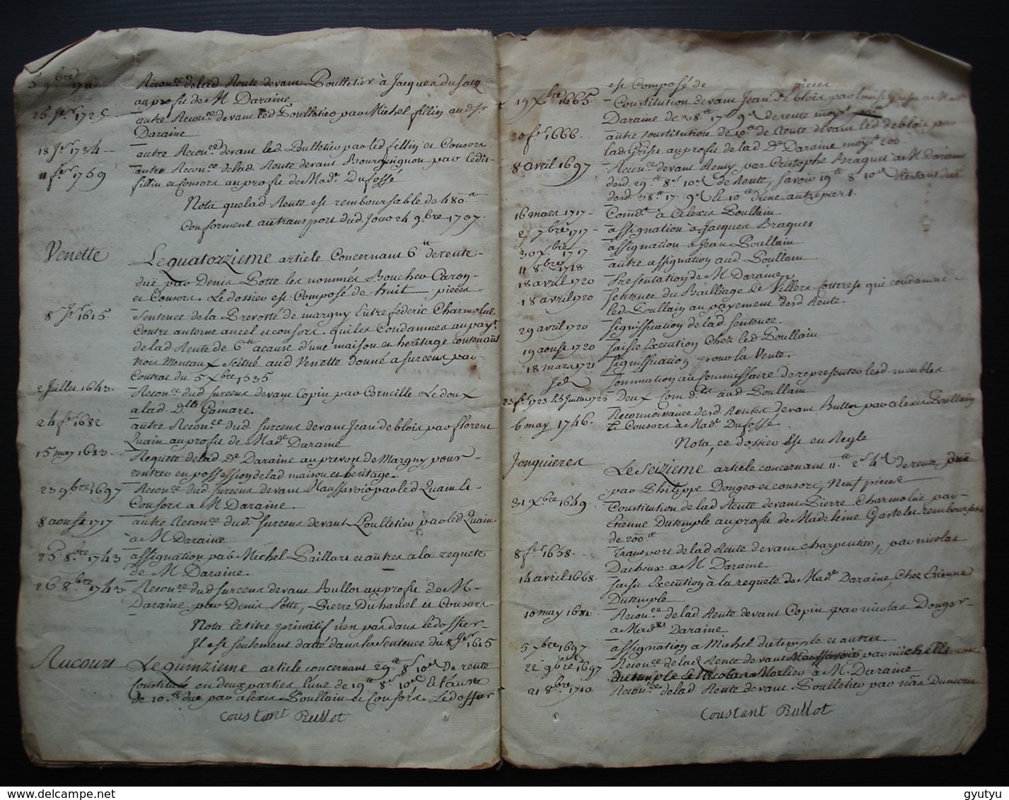 1765 Ferme de Mermont Crépy en Valois Oise Inventaire: titres Acquis par Bérenger de Duffossé, depuis 1485 16 pages