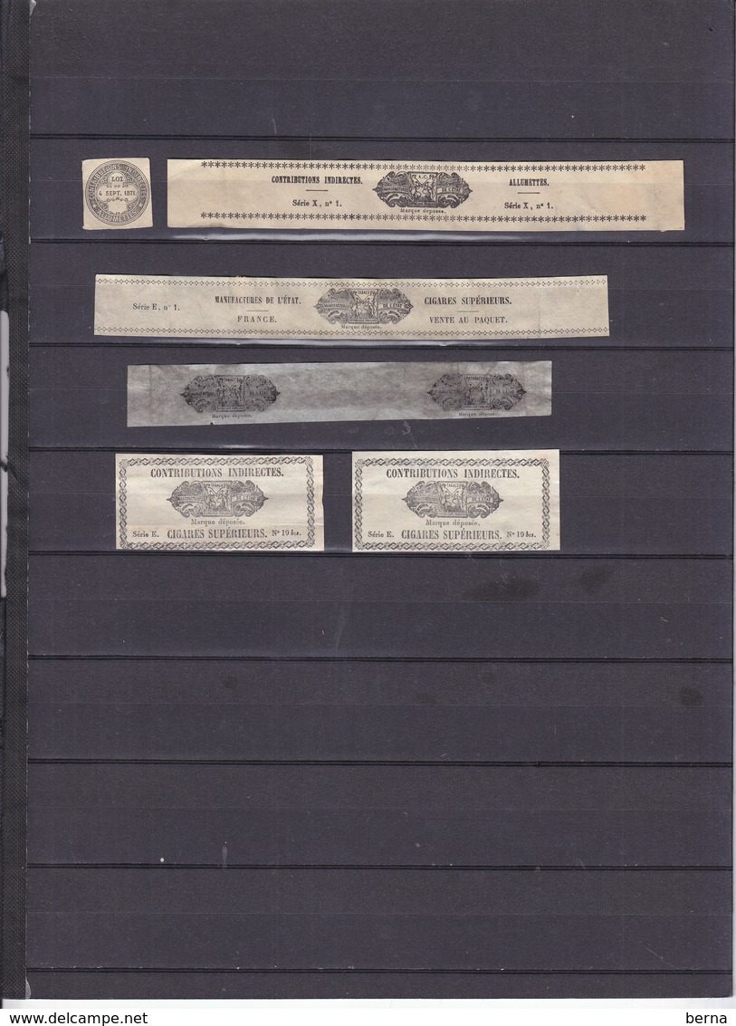 FRANCE FISCAUX LOT BANDES POUR TABACS-CIGARES ET ALLUMETTES-CERTAINES BANDES  DEFAUTS USUELS: AMINCI-PETITE DECHIRURE - Other & Unclassified