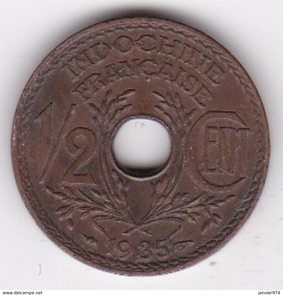 Indochine Française.1/2  Cent 1935. Bronze - Indochine
