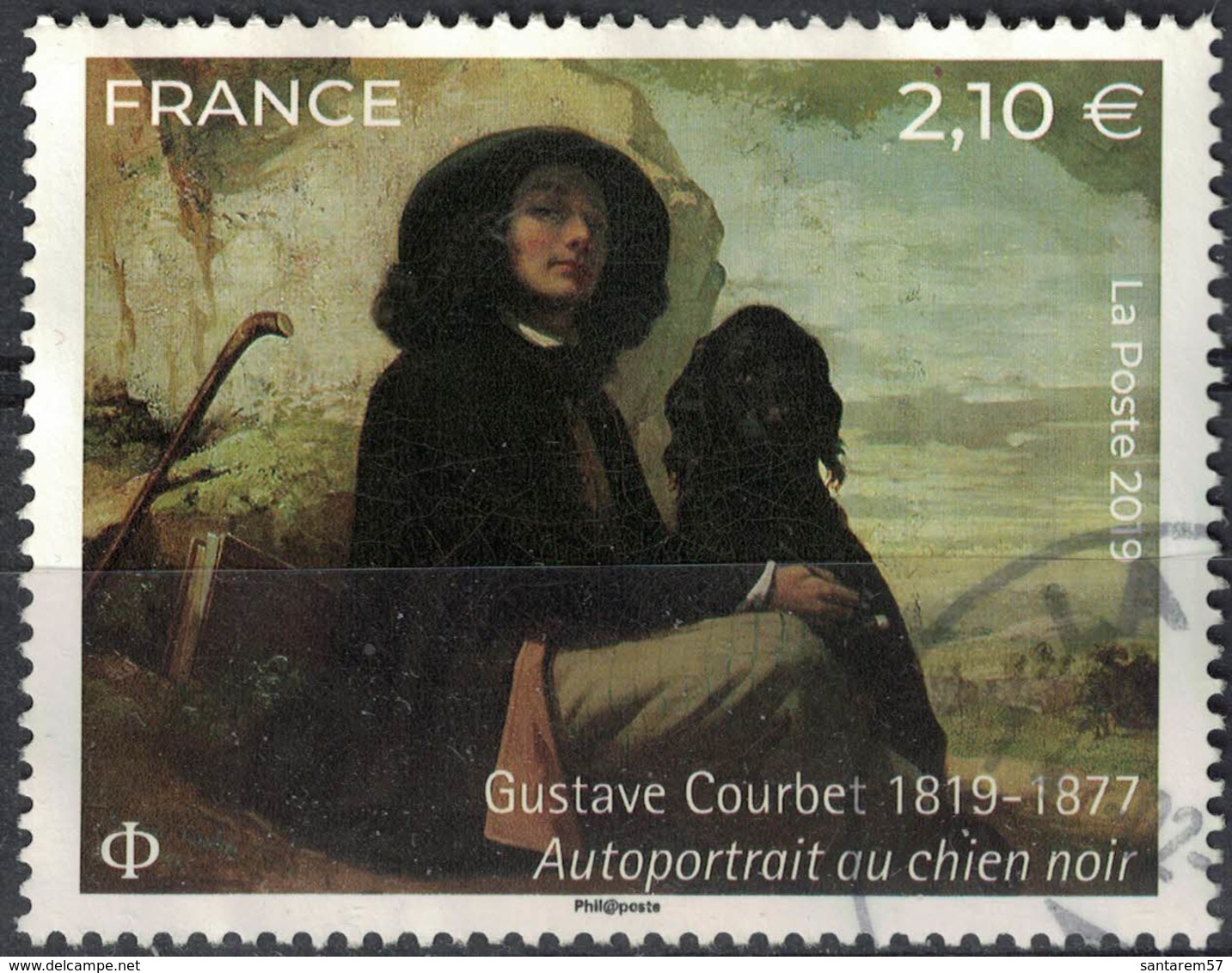 France 2019 Oblitéré Rond Used Gustave Courbet Peinture Autoportrait Au Chien Noir Y&T 5333 SU - Oblitérés