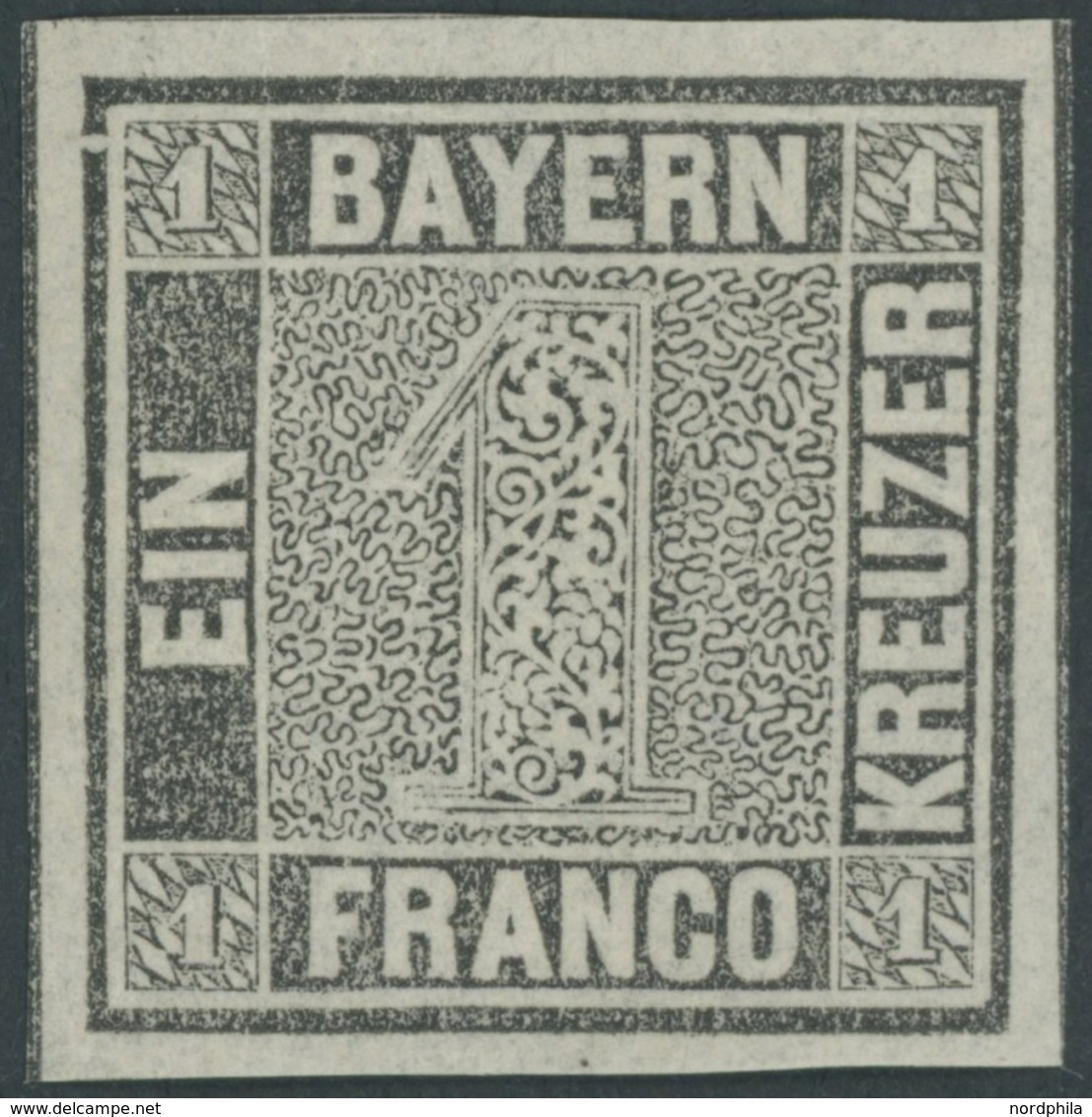 BAYERN 1Ia **, 1849, 1 Kr. Schwarzgrau, Platte 1, Postfrisch, Pracht, Gepr. U.a. Pfenninger, Mi. 1800.- - Otros & Sin Clasificación