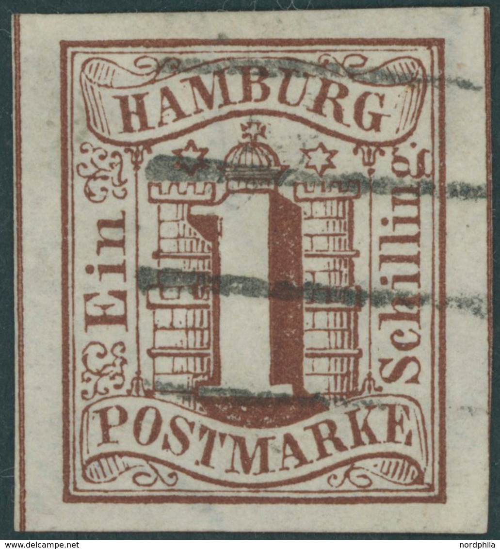 HAMBURG 2 O, 1859, 1 S. Rotbraun, Allseits Breitrandig, Kabinett, Gepr. Drahn, Mi. (120.-) - Hamburg