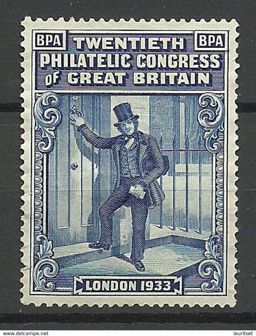 ENGLAND Great Britain 1933 20th Philatelic Congress (*) London Vignette Advertising Stamp - Cinderellas