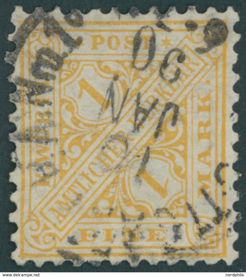 WÜRTTEMBERG 207 O, 1881, 1 M. Dunkelorangegelb, Feinst, Mi. 220.- - Sonstige & Ohne Zuordnung