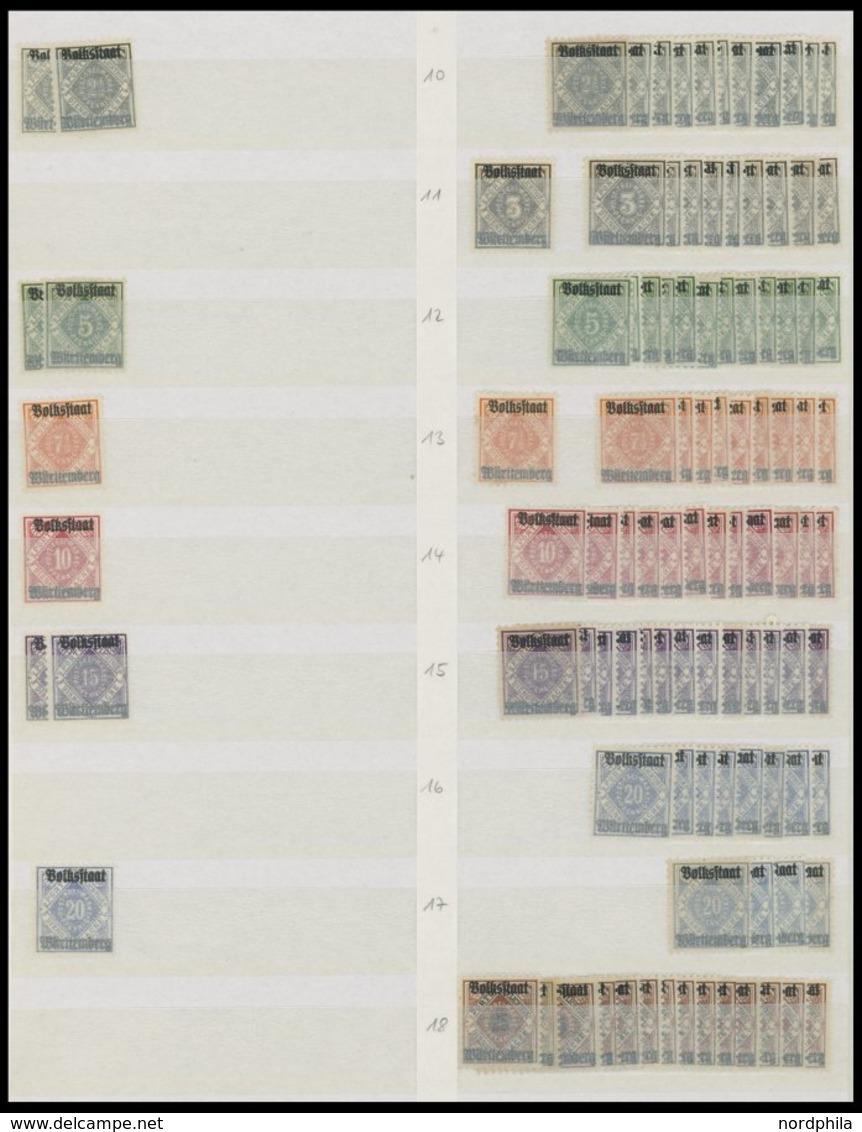 WÜRTTEMBERG 44-281 *,** , 1875-1923, Gut Sortierte Reichhaltige Dublettenpartie Neue Währung Und Dienstmarken I Und II V - Sonstige & Ohne Zuordnung