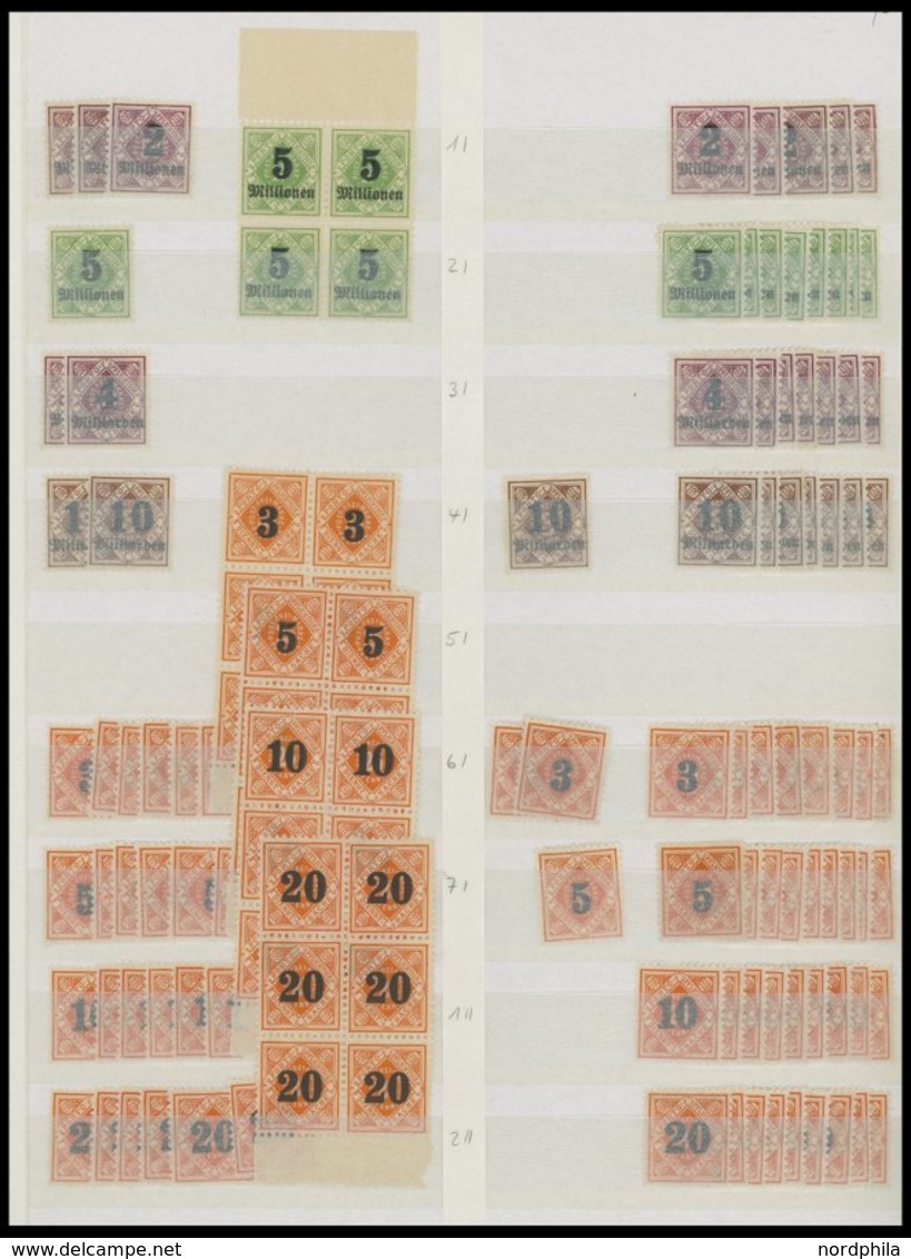 WÜRTTEMBERG 44-281 *,** , 1875-1923, gut sortierte reichhaltige Dublettenpartie Neue Währung und Dienstmarken I und II v