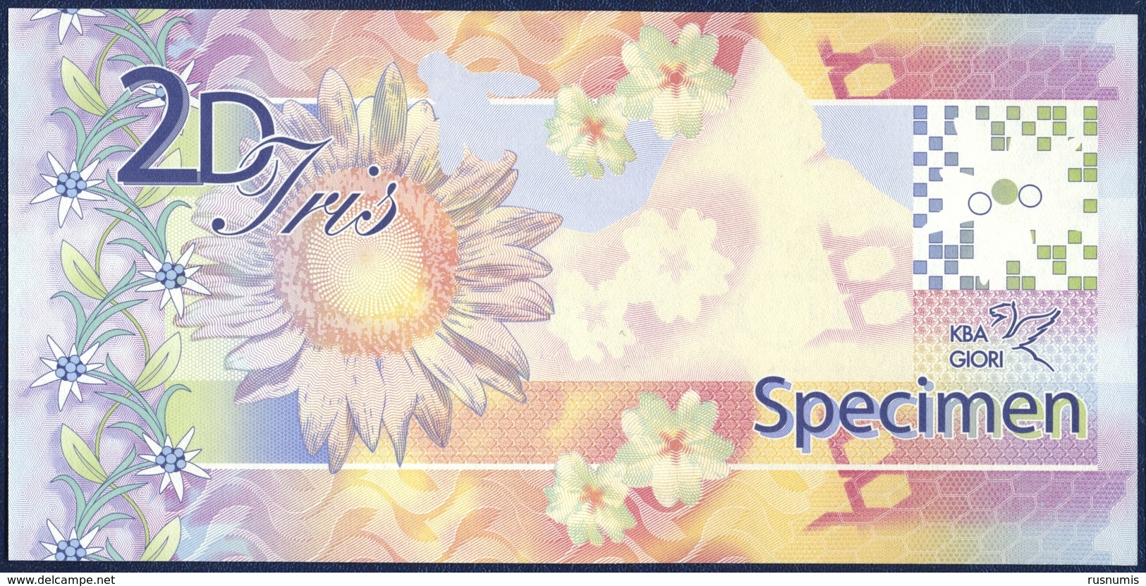 KBA GIORI SPECIMEN TEST NOTE FLOWERS SUPER SIMULTAN IV UNC - Other & Unclassified