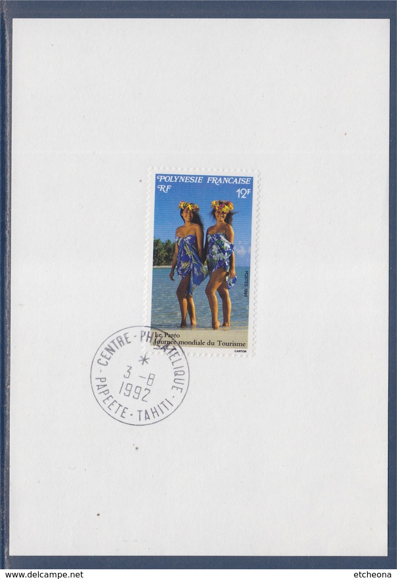 = Polynésie Centre Philatélique De Papeete 3.8.1992 Tahiti N°367 De 1990 Le Paréo Journée Mondiale Du Tourisme - Lettres & Documents