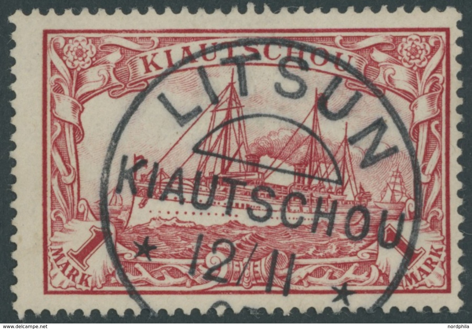 KIAUTSCHOU 14 O, 1901, 1 M. Rot, Stempel LITSUN, Pracht - Kiauchau