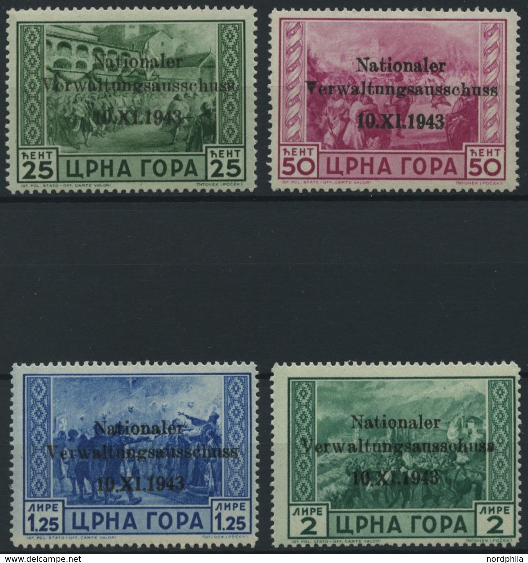 MONTENEGRO 10-13 **, 1943, 25 C. - 2 L. Nationaler Verwaltungsausschuss, 4 Prachtwerte, Mi. 180.- - Deutsche Bes.: Montenegro