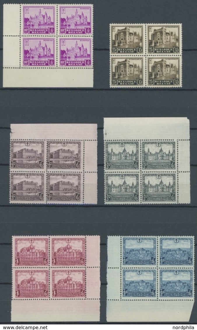 BELGIEN 291-97 VB **, 1930, Burgen Und Schlösser In Viererblocks, Postfrischer Prachtsatz, Mi. 640.- - Other & Unclassified