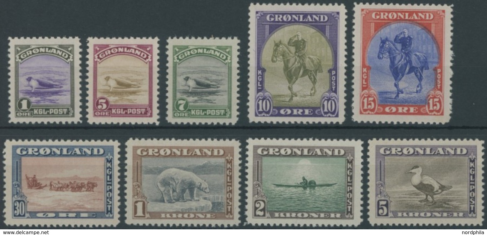 GRÖNLAND - DÄNISCHE POST 8-16 **, 1945, New Yorker Ausgabe, Postfrischer Prachtsatz, Mi. 230.- - Sonstige & Ohne Zuordnung