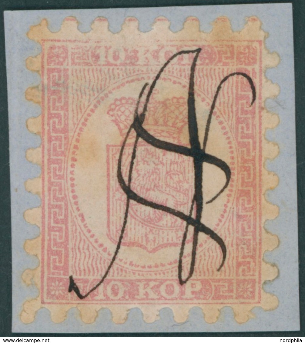 FINNLAND 4Ax BrfStk, 1860, 10 K. Rosakarmin Auf Rosa, Handschriftliche Entwertung Von NYSTAD, Alle Zungen, Leichte Patin - Sonstige & Ohne Zuordnung