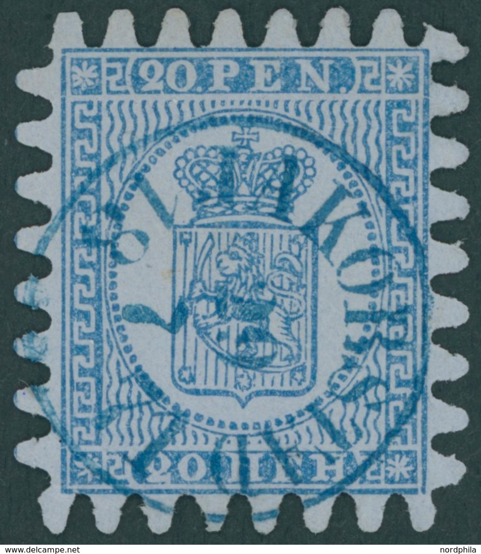 FINNLAND 8Cx O, 1866, 20 P. Blau, Blauer K1 JAKOBSTAD, Alle Zungen, Kabinett - Sonstige & Ohne Zuordnung