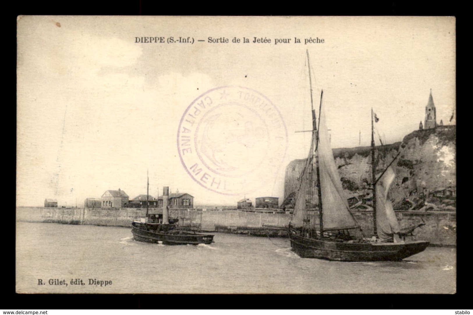 CACHET DU CAPITAINE MEHU COMMANDANT D'UN TORPILLEUR A DIEPPE - Guerra De 1914-18