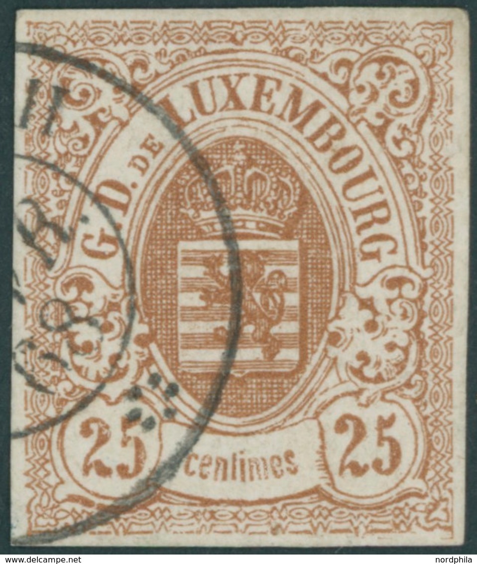 LUXEMBURG 8 O, 1859, 25 C. Braun, Kabinett, Gepr. Demuth, Mi. 350.- - Other & Unclassified
