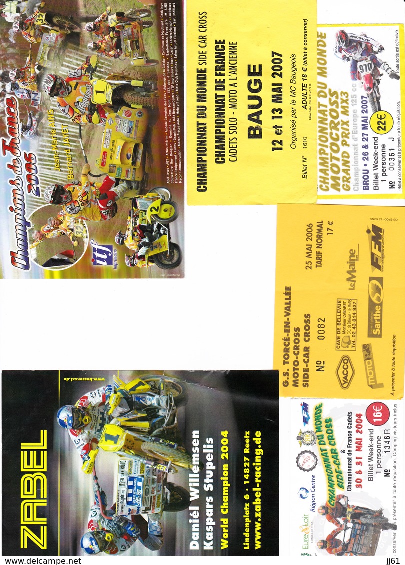 MOTO CROSS SIDE CAR CROSS LOT DE 20 CARTES POSTALES ET PHOTOS AVEC 7 TICKETS D ENTREES BAUGE BROU ET TORCE EN VALLEE - Sport Moto