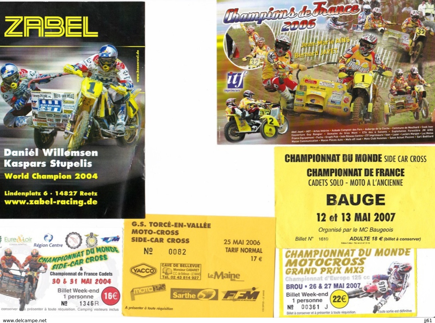 MOTO CROSS SIDE CAR CROSS LOT DE 20 CARTES POSTALES ET PHOTOS AVEC 7 TICKETS D ENTREES BAUGE BROU ET TORCE EN VALLEE - Sport Moto