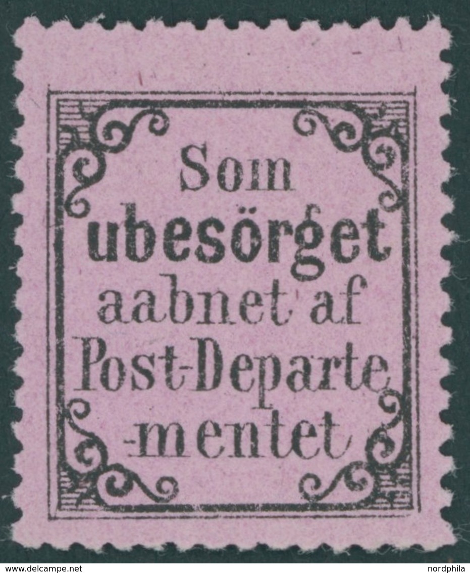 RETOURMARKEN R Ib *, 1872, Inschrift Som Ubesörget Schwarz Auf Rosalila, Falzrest, Pracht, Mi. 170.- - Other & Unclassified