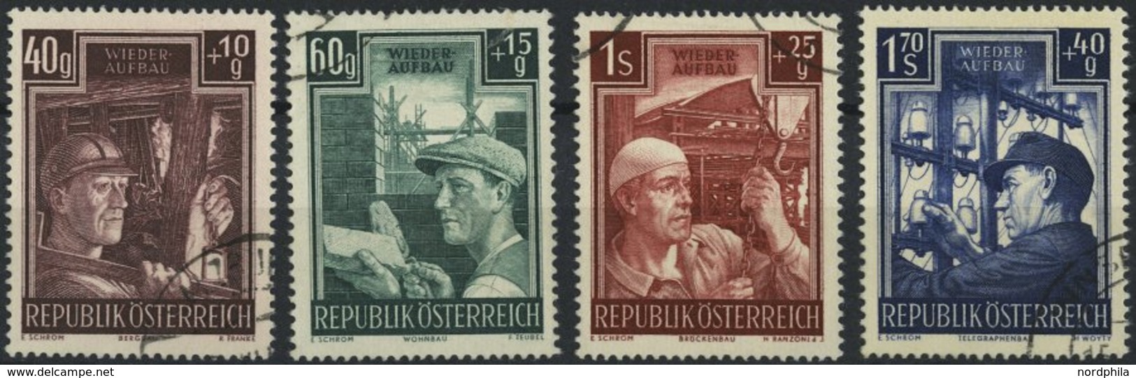 ÖSTERREICH 960-63 O, 1951, Wiederaufbau, Prachtsatz, Mi. 80.- - Gebraucht