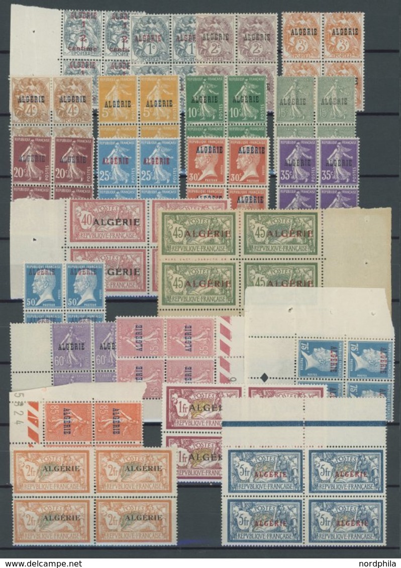ALGERIEN 1-22 VB **, 1924, Ausgaben Frankreichs Mit Aufdruck In Postfrischen Viererblocks, Fast Nur Pracht - Algerien (1962-...)