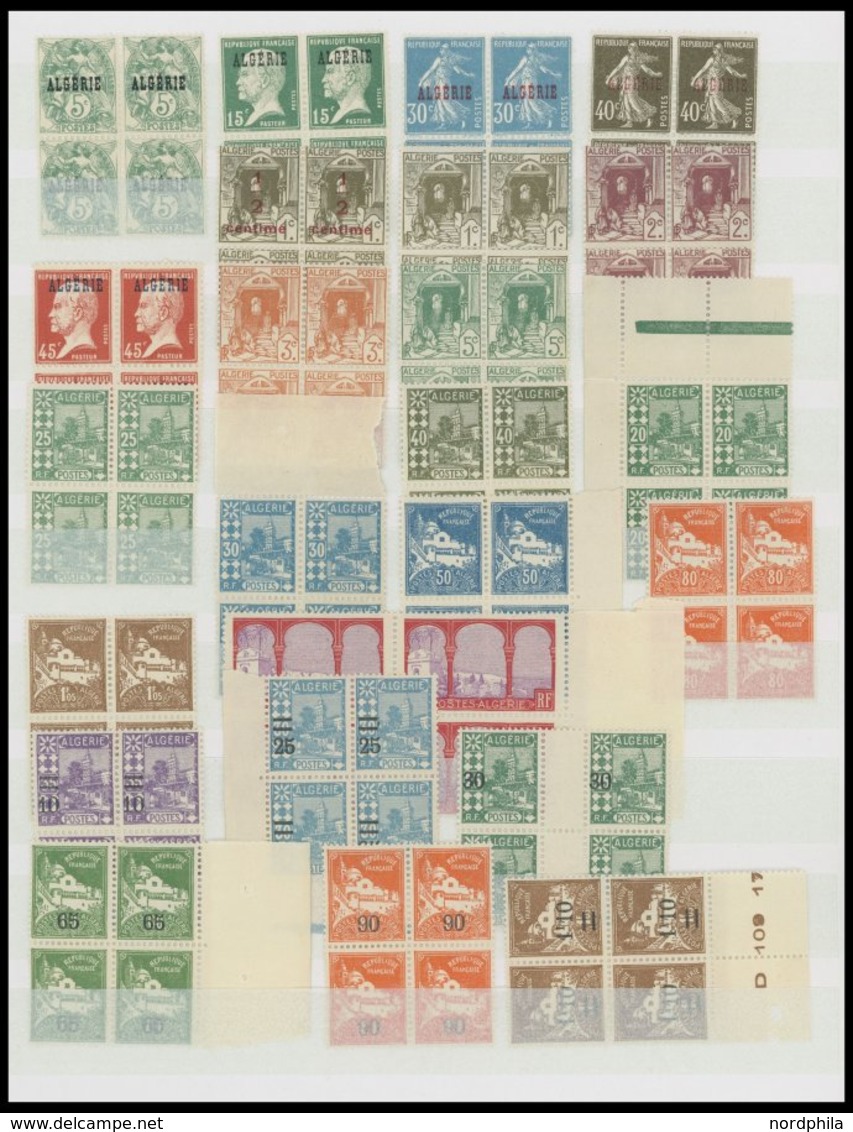 ALGERIEN VB **, 1924-27, Partie Von 37 Verschiedenen Postfrischen Viererblocks, Mit Portomarken, Prachterhaltung - Algerien (1962-...)