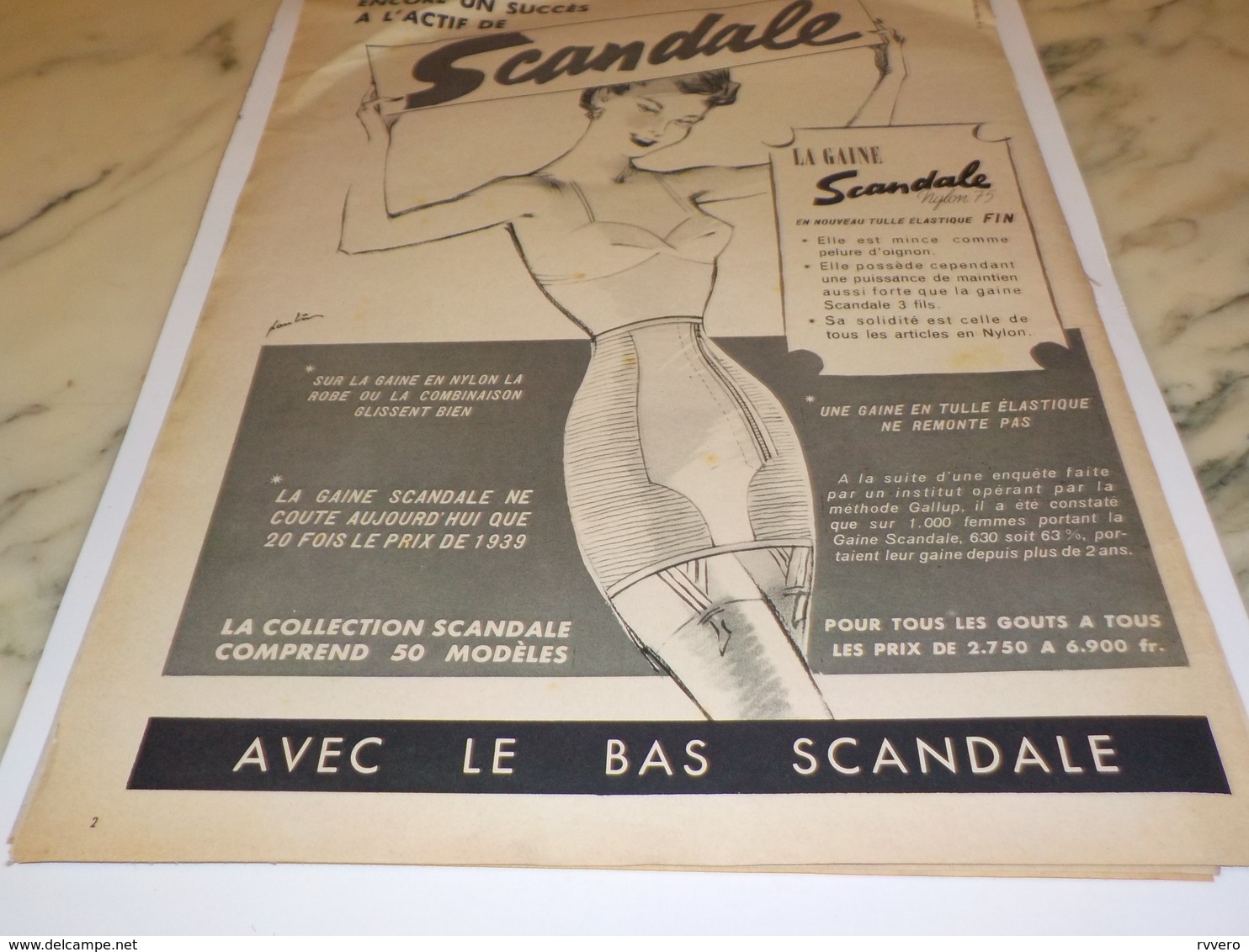 ANCIENNE  PUBLICITE ENCORE UN SUCCES GAINE SCANDALE 1952 - Autres & Non Classés