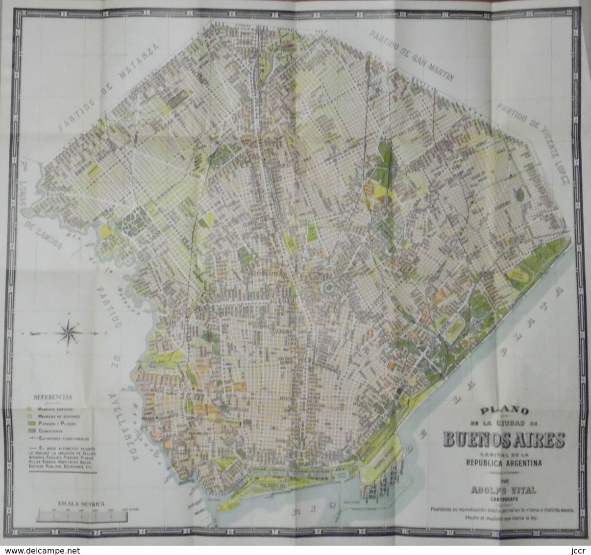 Plano De La Ciudad De Buenos Aires Capital De La Republica Argentina Por Adolfo Vital - 1927 - Pratique