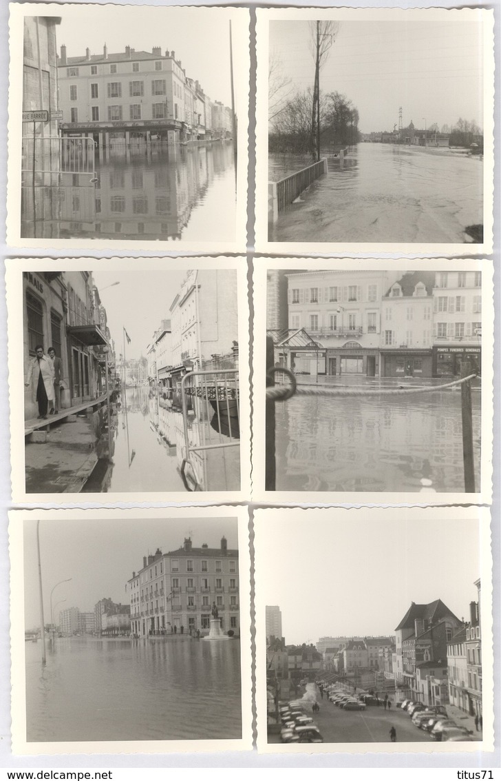Lot De 10 Photos Inondations De Chalon Sur Saône - 1970 - Format 9 X 9 Cm - Avec Négatifs - Lieux