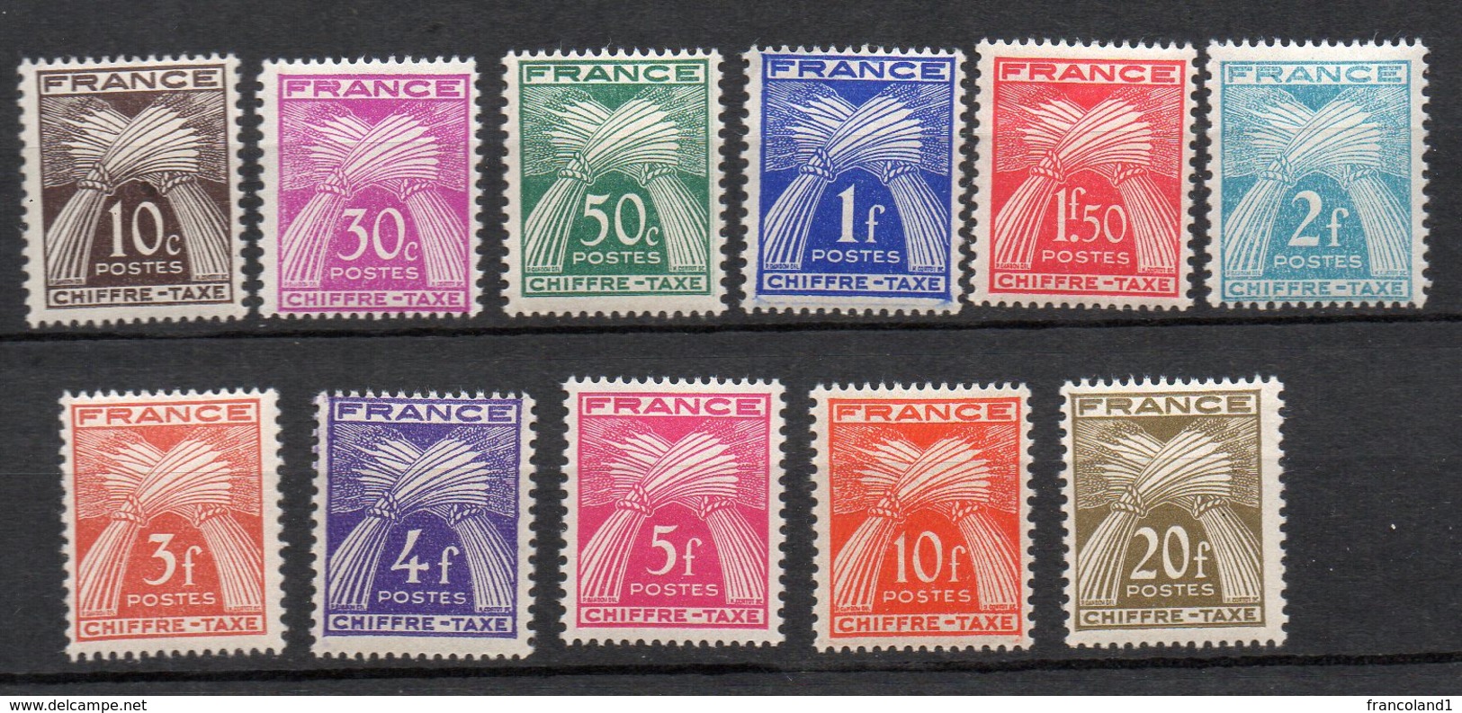 1943 Francia CHIFFRE-TAXE Completa N 67 - 77   Y&T Integri MNH** - 1859-1959 Nuovi