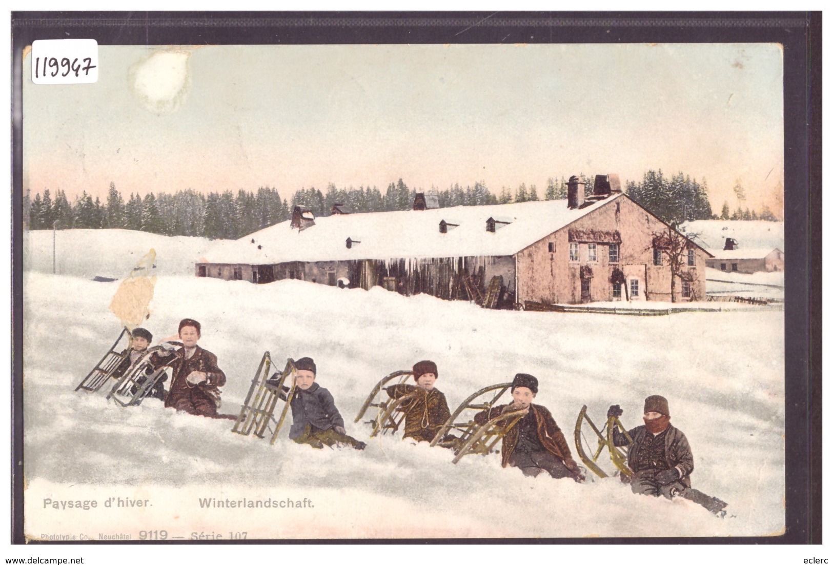 DISTRICT DE LA VALLEE - PARTIE DE LUGE A LA VALLEE DE JOUX - B ( PETIT GRATTAGE AU MILIEU A GAUCHE ) - Autres & Non Classés