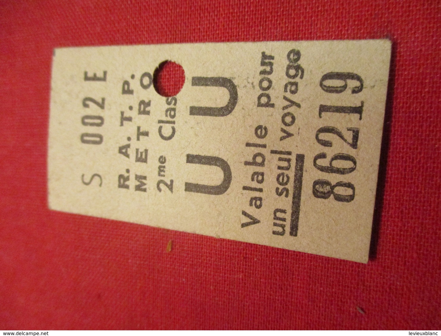 Ticket Ancien Usagé/RATP METRO/ U U /2éme Classe/PARIS/ Valable Pour Un Seul Voyage /Vers 1945-1965 TCK106 - Europe