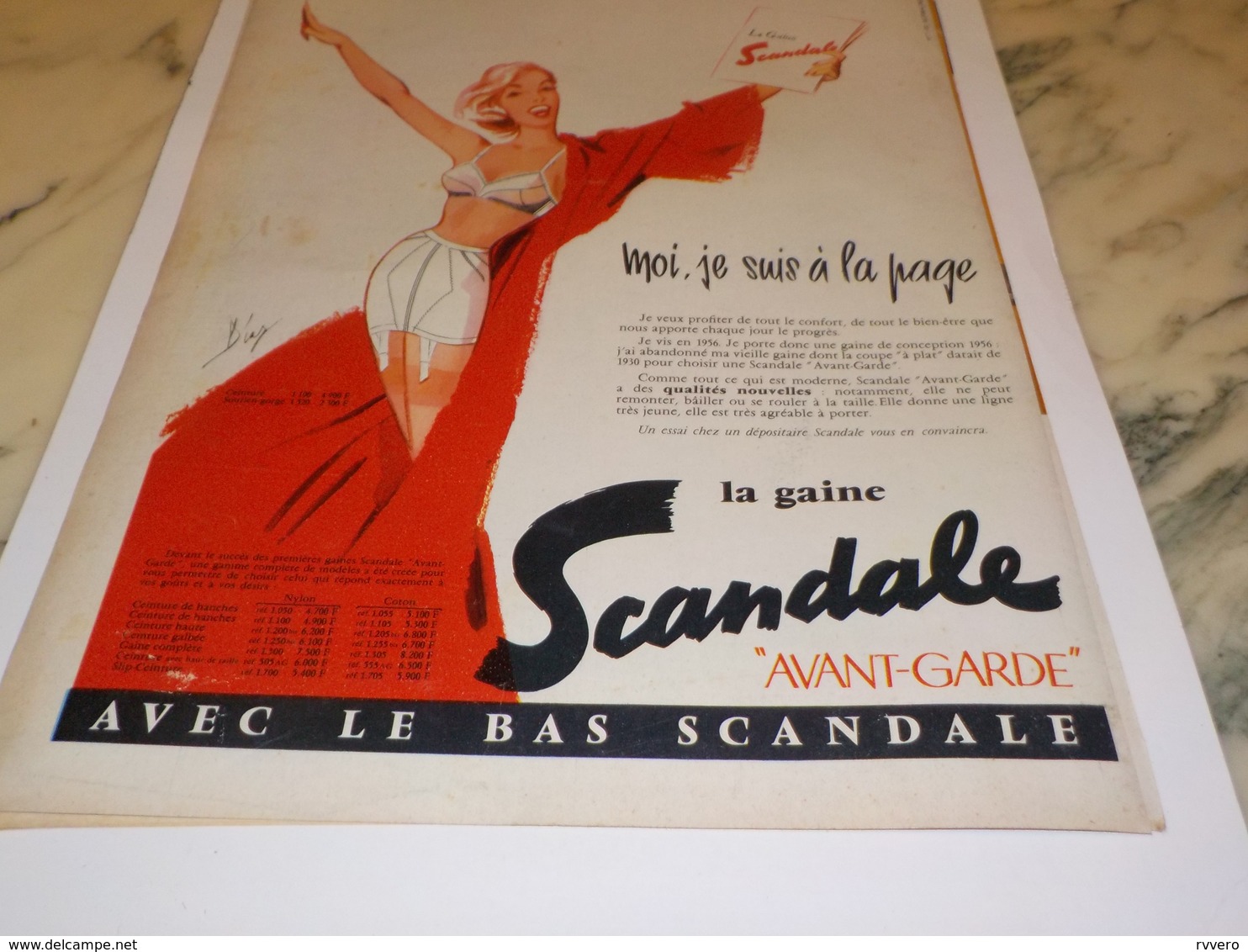 ANCIENNE PUBLICITE JE SUIS A LA PAGE GAINE SCANDALE  1956 - Autres & Non Classés