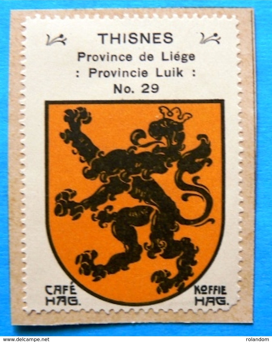 Prov Liège N029 Thisnes Hannut Timbre Vignette 1930 Café Hag Armoiries Blason écu TBE - Thé & Café