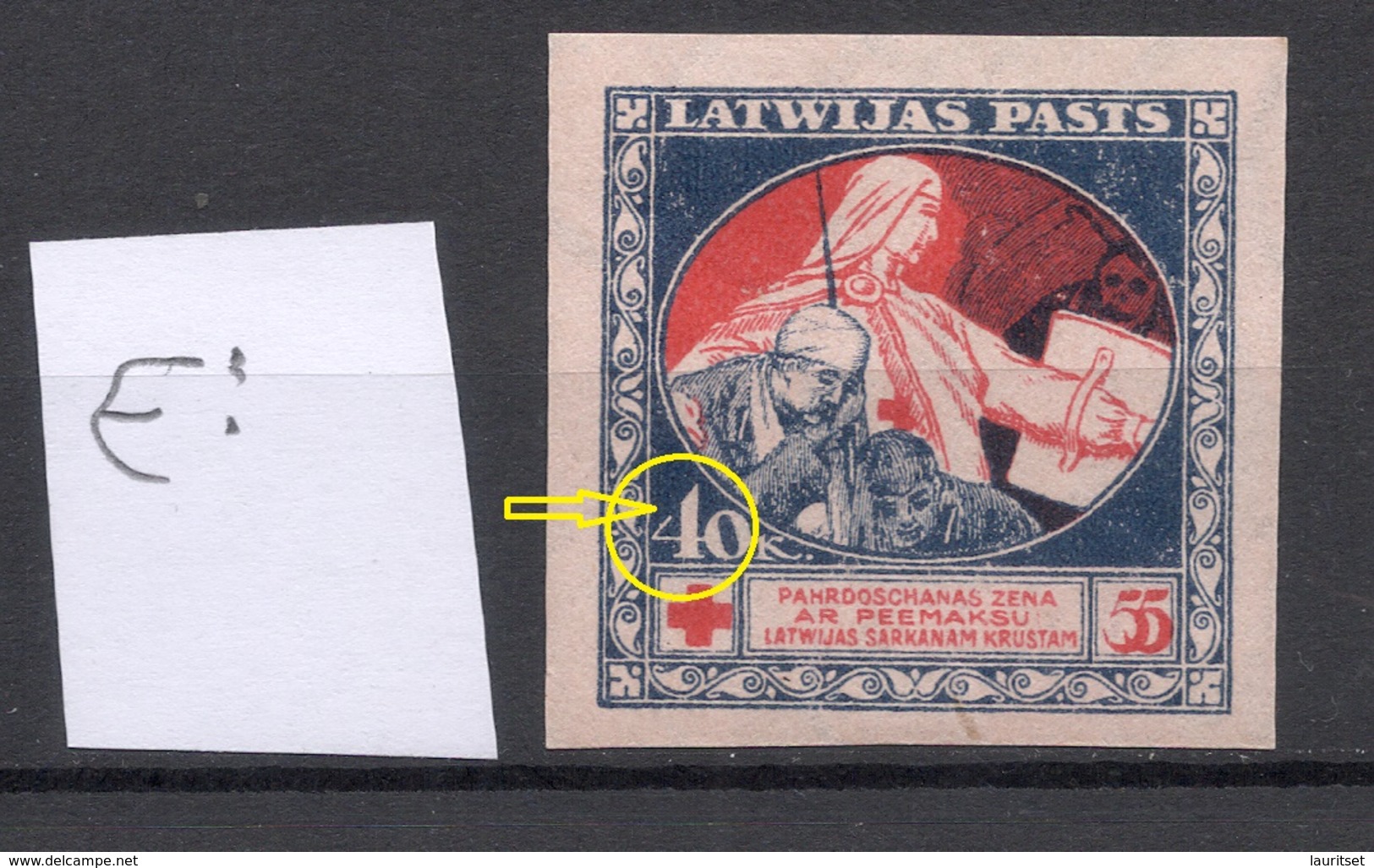 LATVIA Lettland 1921 Michel 52 X ERROR Abart Variety = "4" Opened At Left * - Lettonie