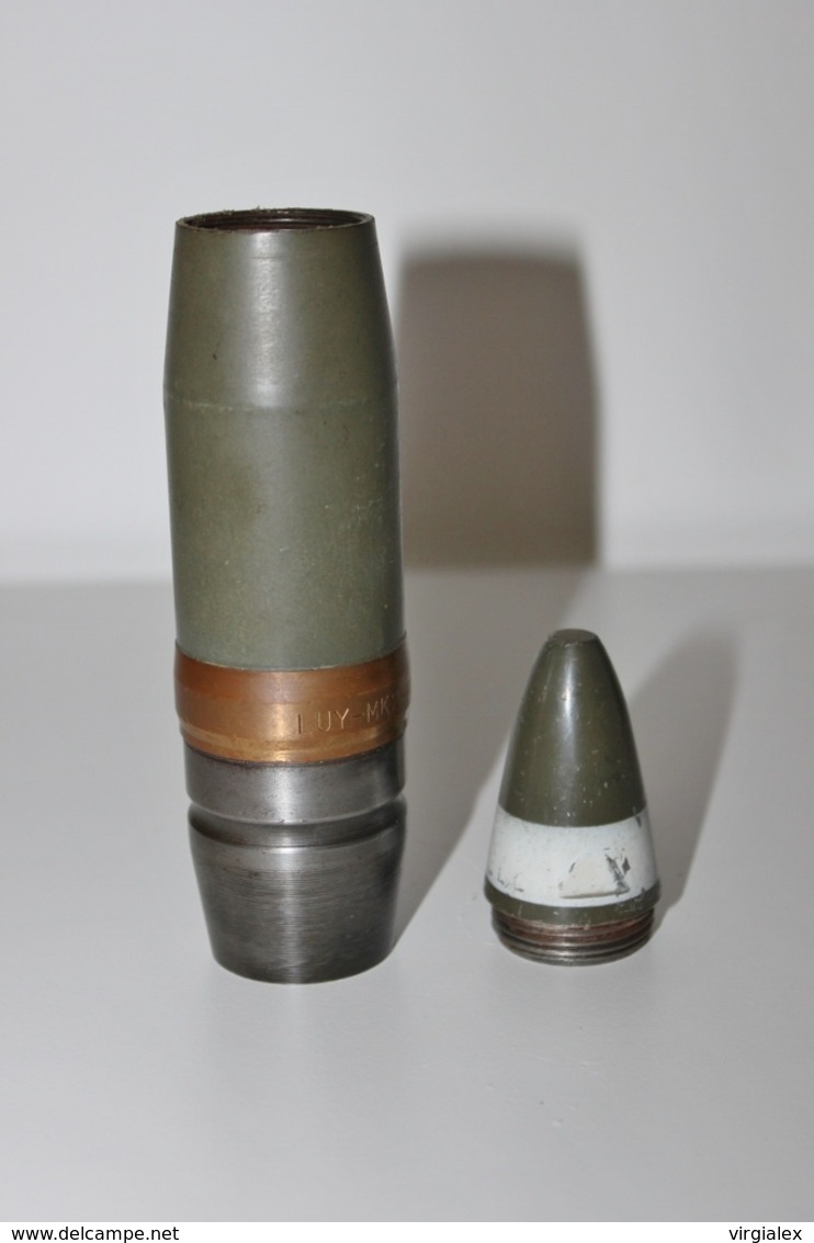 Fusée / Ogive De Munition 40mm INERTE N°1 - Militaria / Arme / Artillerie / Obus / Explosif / Projectile / Militaire - Armes Neutralisées