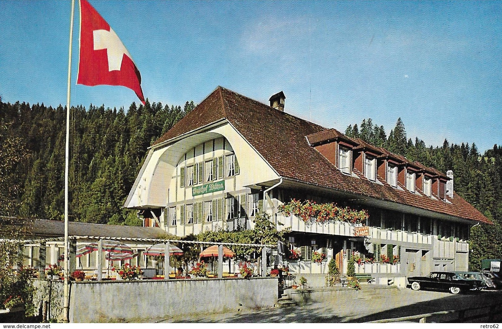 EGGIWIL →  Gasthof Zum Bären Mit Oldtimer Davor, Fotokarte Ca.1960 - Eggiwil