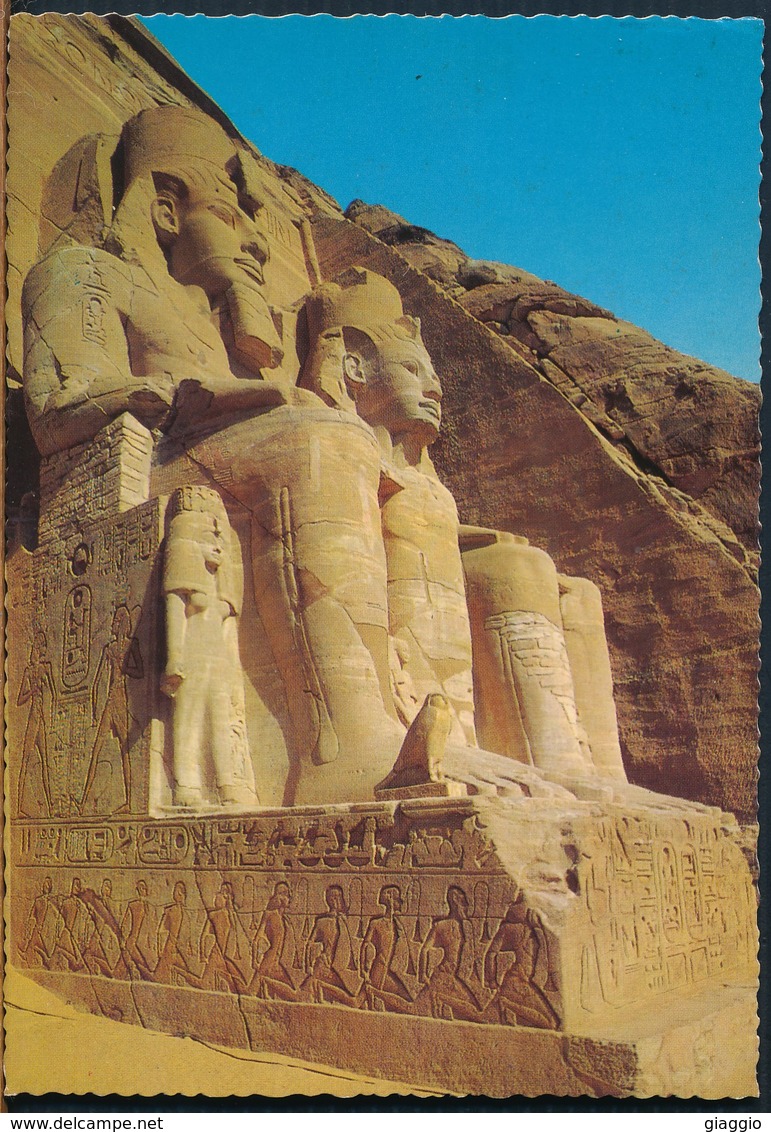 °°° 18641 - EGYPT - ABU SIMBEL - THE STATUES OF RAMSES IN FRONT OF THE GREAT TEMPLE °°° - Tempel Von Abu Simbel