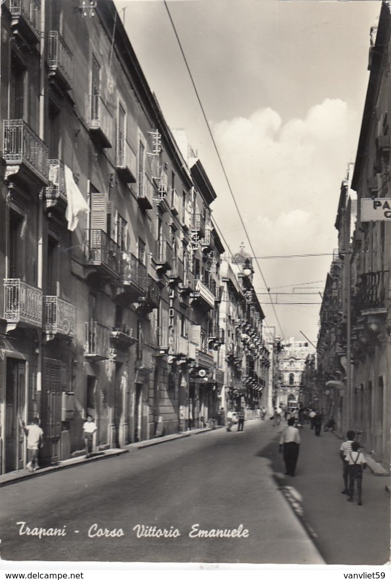 TRAPANI-CORSO VITTORIO EMANUELE-CARTOLINA VERA FOTO VIAGGIATA IL 10-4-1963 - Trapani